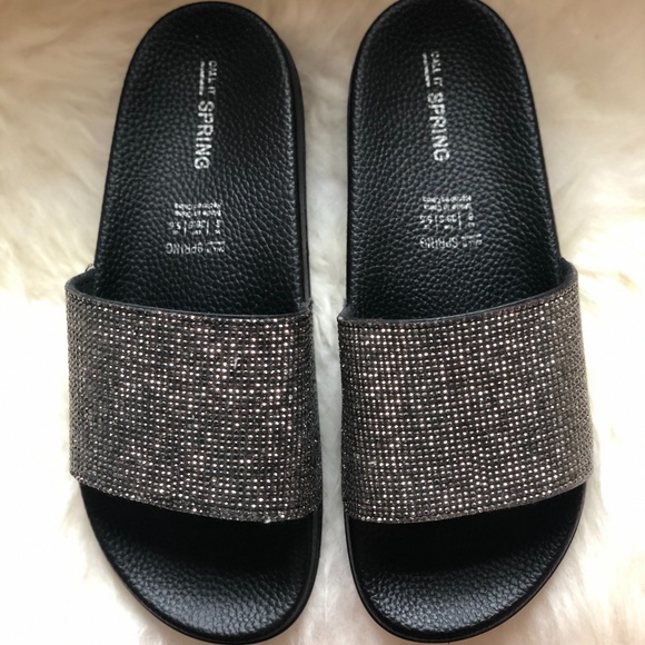 Silver Glitter Slides - Picture 1 of 4